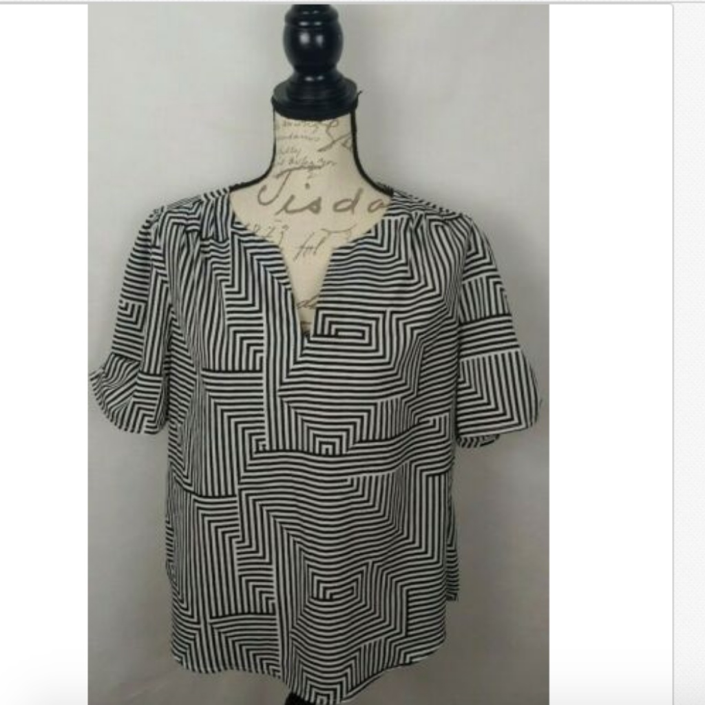 Milano Blouse Black White Strip